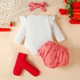 thumbnail image 6 of Zshosam Baby Girl Outfits Newborn Baby Girl Outfit Ruffle Long Sleeve Romper Tutu Skirt Shorts Set Cute Fall Winter Clothes Size 0 3 Months,(Red 0-3 Months), 6 of 8