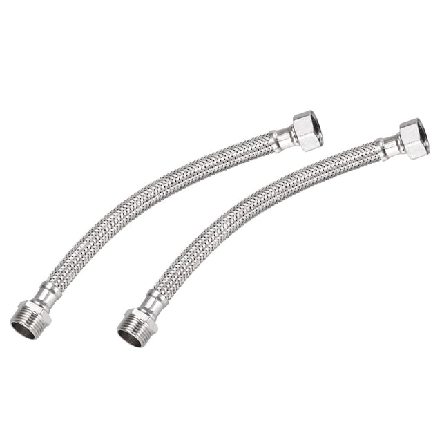 Conector de línea de suministro de grifo Uxcell de 8", G1/2 hembra x G1/2 macho, manguera de suministro de agua de acero inoxidable 304, 2 paquetes