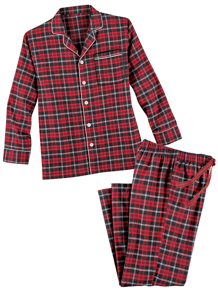 Collections Etc. - Red Plaid Flannel Pajama Set - Comfortable Lounge ...