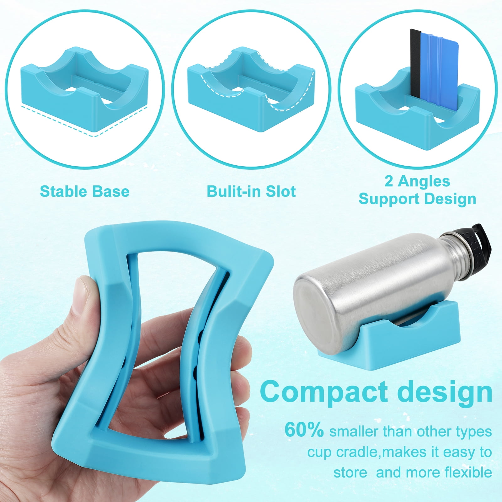 Cup Cradle with Squeegee - Small Cup Holder Stand with Built-in Slot, Anti  Slip Multifunctional Cup Stand Holder for Tea Cup Coffee Cup Wine Bottles