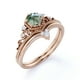 thumbnail image 4 of JeenMata Anillo de Bodas con Corona de Filigrana de 0,60 Uds de Ágata Musgosa Dendrítica Natural de Talla Redonda y Moissanita Engastado en Oro Rosa de 18 K sobre Plata, 4 of 6