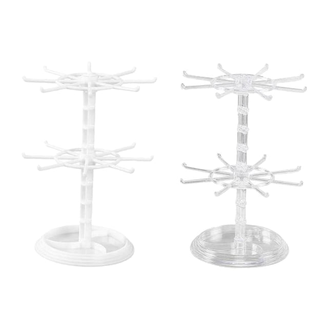 Exhibidor de joyería ajustable de 2 piezas claro y blanco