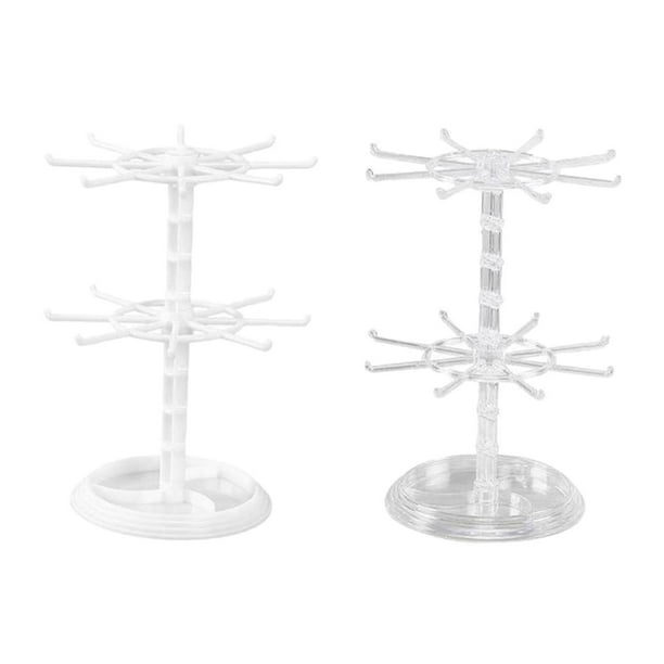 Exhibidor de joyería ajustable de 2 piezas claro y blanco