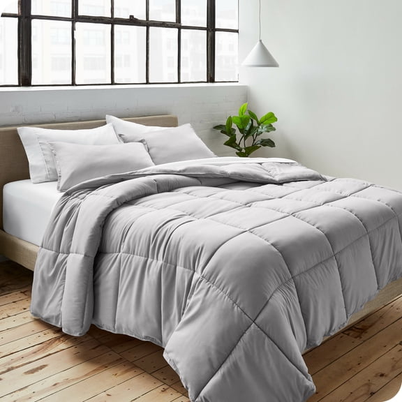 Juego de Edredón Alternativo de Plumón Bare Home 2 Piezas para Todas las Estaciones Tamaño Twin/Twin-XL Gris Claro
