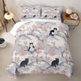 thumbnail image 2 of Manfei Vintage Branch Cat Twin Quilt Set, Chinese Cherry Blossom Twin Coverlet Set, Gray Pink, 2 Pieces, 1 Bedspread and 1 Pillowcase, 2 of 7