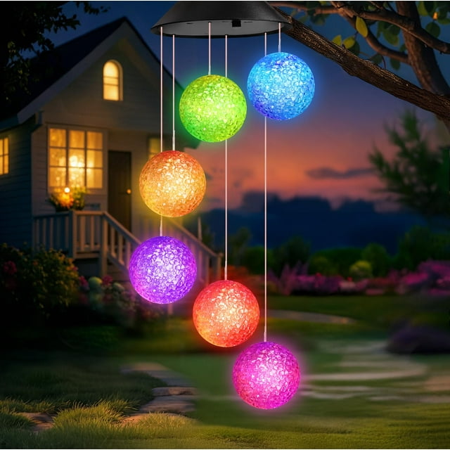 Campanas de viento para exteriores Winzwon con luces solares para decoración de jardín