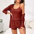 thumbnail image 2 of Diufon Women's Summer 3 Piece Sets Crewneck Cami Tops Long Sleeve Cardigan Elastic Waist Shorts Solid Color Suits, 2 of 6