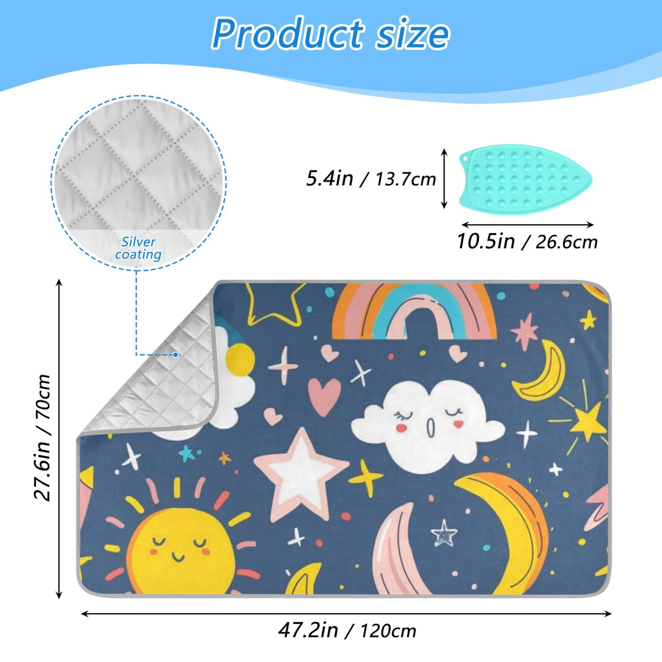 Moon Sun Clouds Rainbows Stars Ironing Mat Blanket Portable Travel Ironing Pad Heat Resistant Pad 47.2" x 27.6”