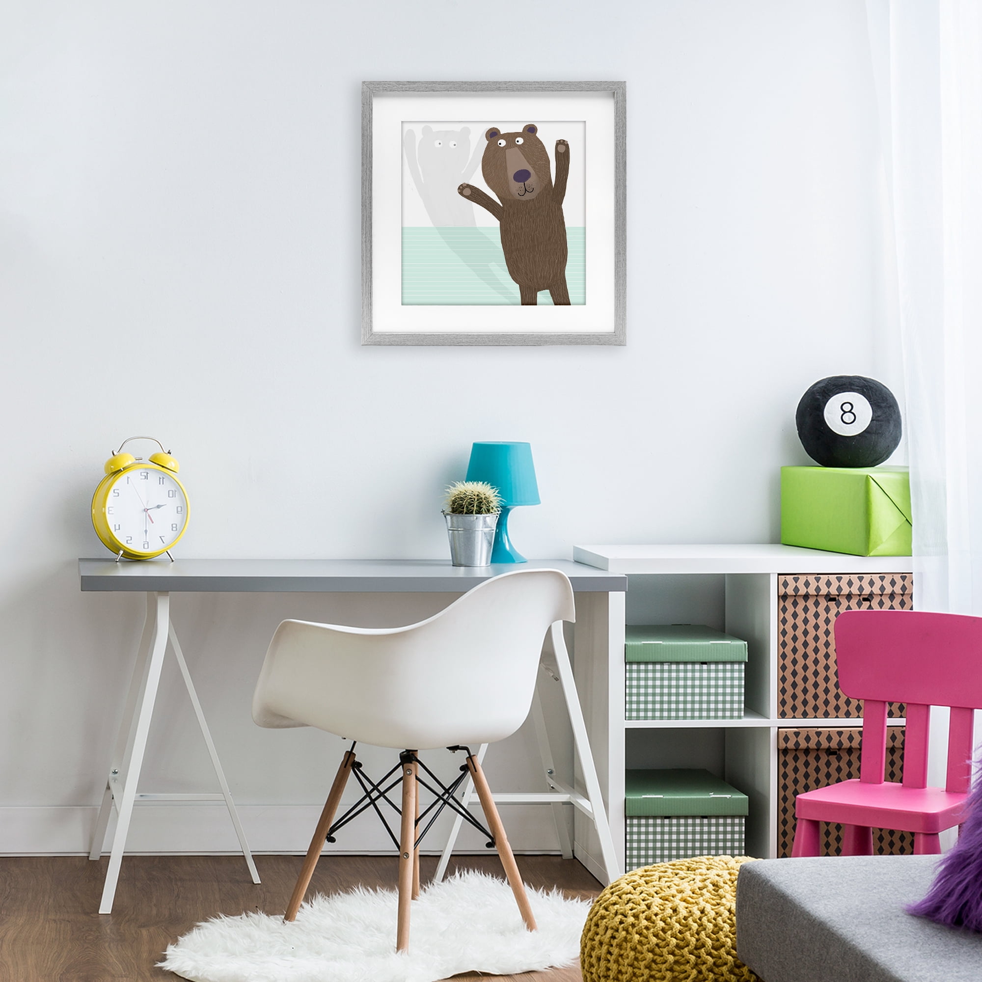Stupell Industries Whimsical Bear Shadow Gray Framed Print Under Glass, design by Carla Daly