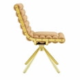 thumbnail image 5 of Silla giratoria de respaldo de bola tufted con piernas de metal de oro, silla elegante sin brazos para oficina en el hogar, dormitorio, 5 of 5