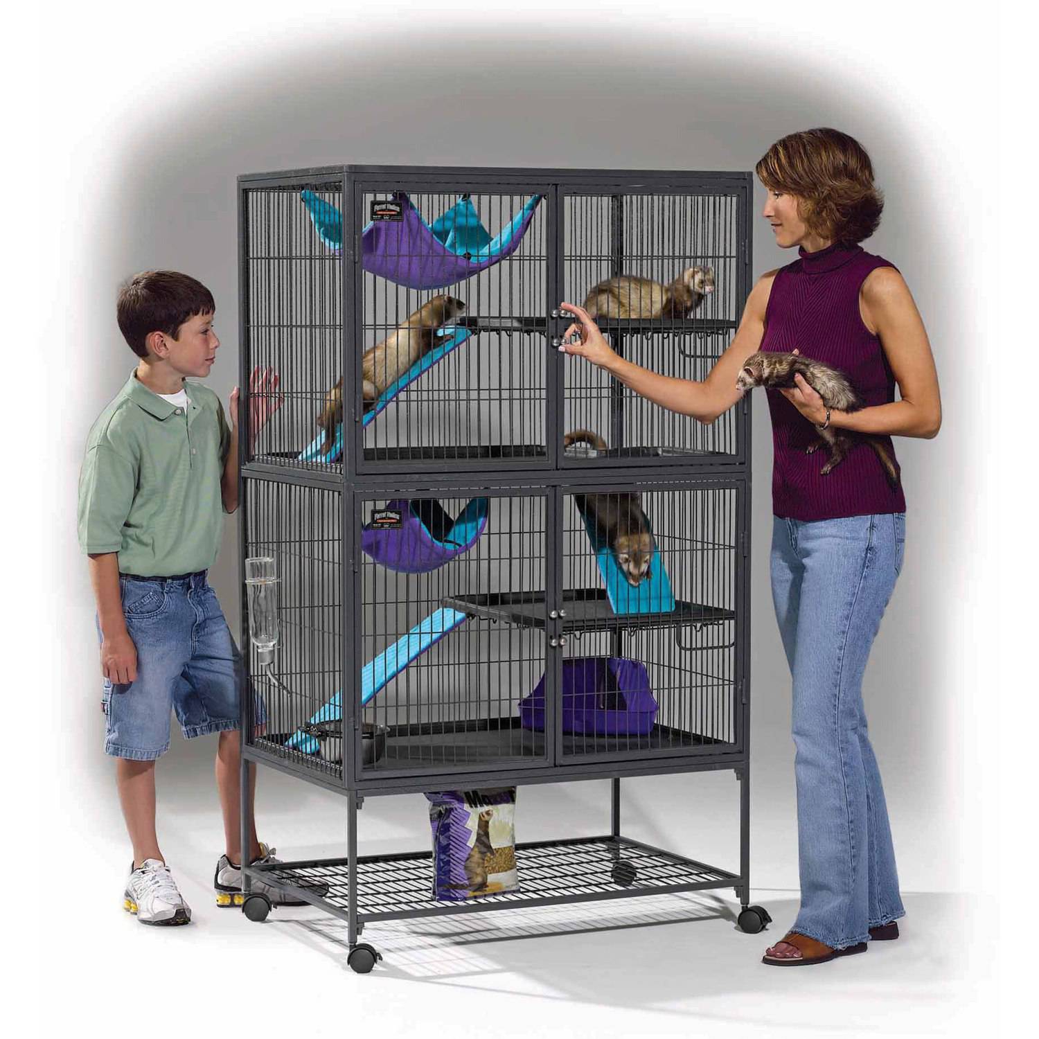 MidWest Ferret Nationブラック メタルケージ 2段棚付き Ferret Nation® Small Animal Habitat | MidWest Homes for Pets