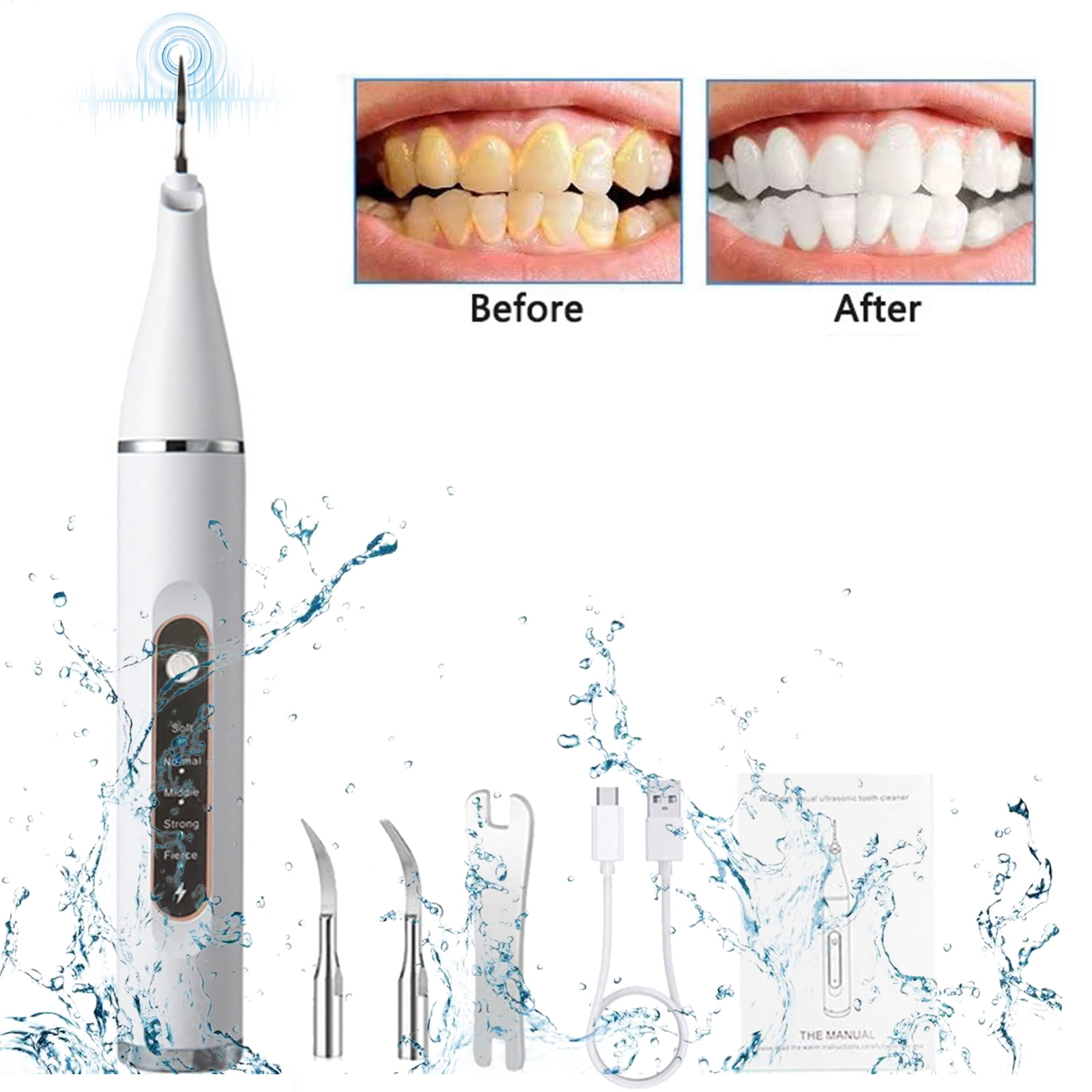 Rechargeable IPX6 Waterproof Ultrasonic Electric Tooth Cleaner with 5