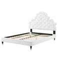 thumbnail image 3 of Tufted Platform Bed Frame, Queen Size, Velvet, White, Modern Contemporary Urban Design, Bedroom Master Guest Suite, 3 of 10