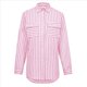 thumbnail image 5 of Camisas A Rayas con Botones para Mujer, Blusas Casuales de Larga con Cuello en V y Bolsillos Rosa L, 5 of 7