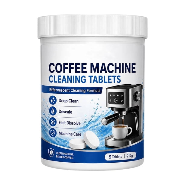 HWRETIE Coffee Machine Descaler Tablets Fast Dissolving Coffee Cleaner Removes Limescale Coffee Oils Residue for Household Coffee Makers and Espresso Machines