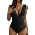 thumbnail image 2 of Summer One Piece Swimsuit for Women Tummy Control with Chest Cushion No Underwire Full Coverage Deep V-Neck Swimwear Bikini for Women Beach Fashion, 2 of 4