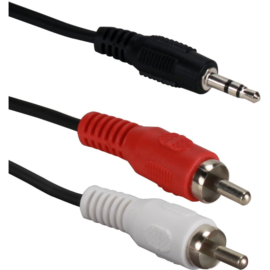 QVS 25ft 3.5mm MiniStereo Male to DualRCA Male Speaker Cable