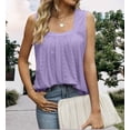 thumbnail image 5 of AIMITAG Camiseta sin mangas con cuello cuadrado y volantes para mujer, camiseta sin mangas a rayas, camisa informal holgada sin mangas de verano, 5 of 5