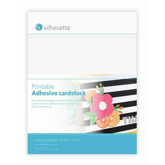 Silhouette Printable Adhesive Cardstock 8.5"X11" 8/Pkg-White