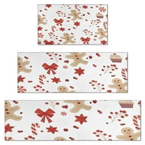 Red Christmas Gingerbread Man Pattern Kitchen Rugs Sets Of 3,Kitchen Runner Rugs Non Skid Washable,Decorative Kitchen Floor Mats for Kitchen,Sink,Laundry,17"x30" 17"x47" 17"x59"