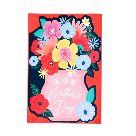 Mother’s Day Jumbo Greeting Card, Floral Vase, 1 Count by Way to Celebrate