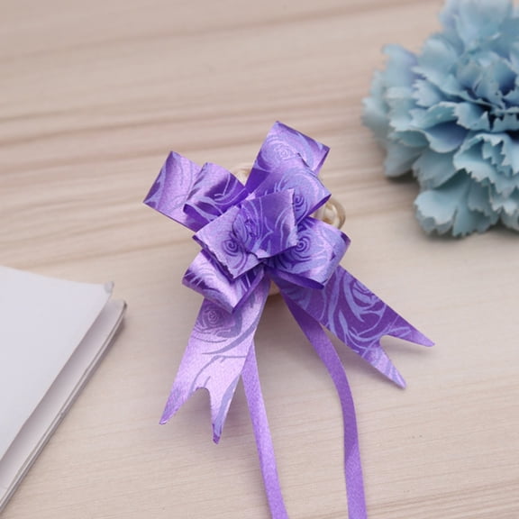 100-Pack Pull Bow Roses in Purple, Pre-Made Wrapping Bows for Gifts Party Holiday Decor