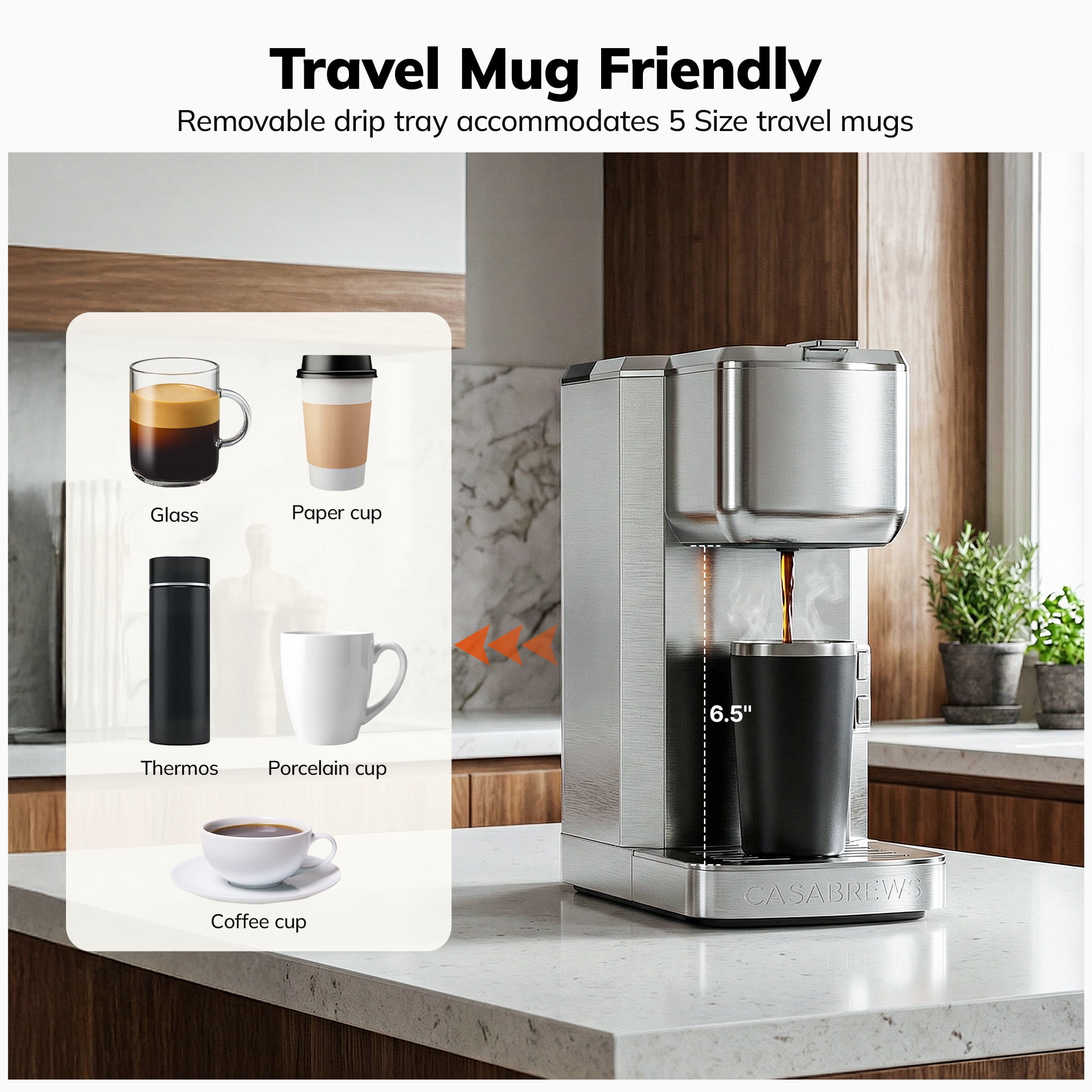 Coffee Maker 2-in-1 Single Serve Coffee Machine for K-Cup Capsule Pod and Ground Powder Brewer for Home Office Kitchen, Black