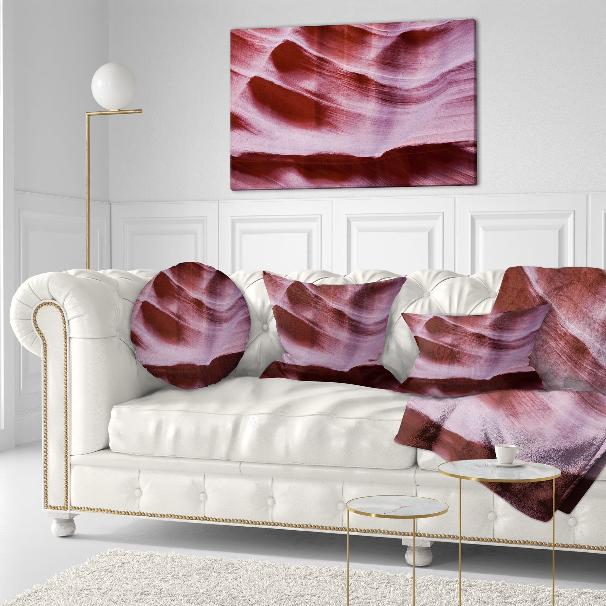 Designart Upper Antelope Canyon Details - Landscape Photography Throw Pillow - 12x20