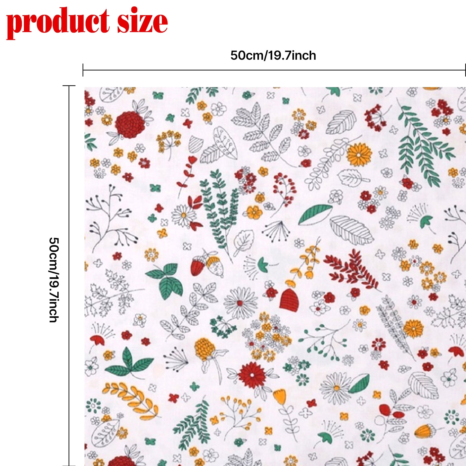 8Pcs 19.7x19.7 inch Quilting Cotton Fabric Squares, Floral Fabric for Sewing Crafts, Quilt Squares Fat Quarters Fabric Bundles, Soft Cotton for DIY Projects & Beginners Grey