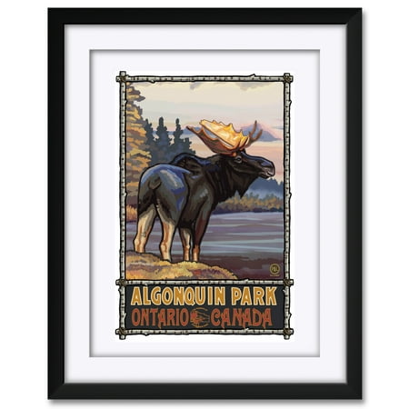 Algonquin Park Ontario Canada Moose Framed & Matted Art Print by Paul A. Lanquist. Print Size: 18