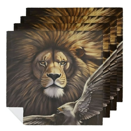 

FacanNap Lion Eagle Symbolism Cloth Napkins Hotel Home Banquet Reusable Fabric for Events Dinner Napkin for Dining Table Kitchen Party Decor 6 PCS