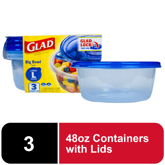 Gladware Everyday Big Bowl 28oz Large Round Containers 3ct