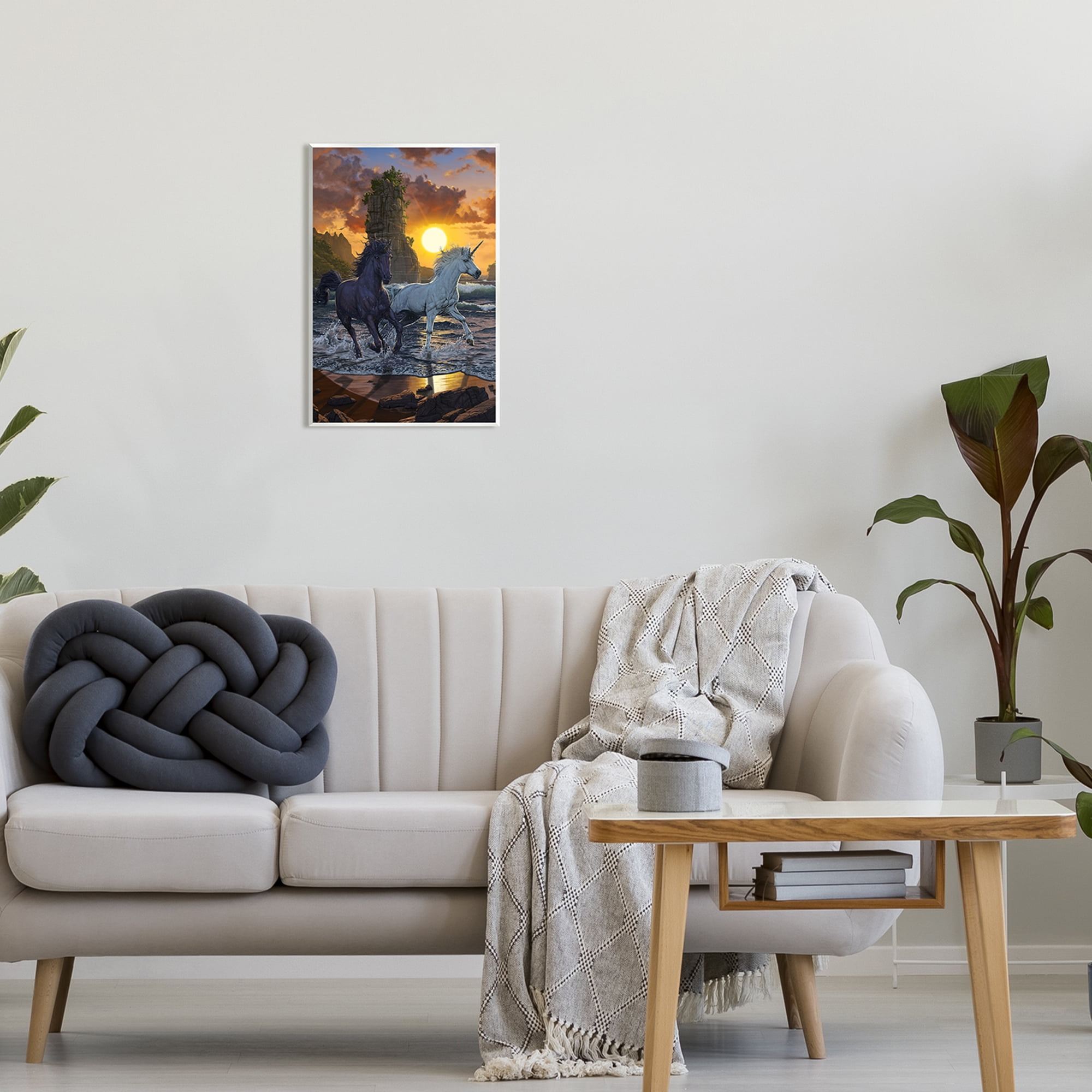 Stupell Industries Unicorns in Sunset Fairy Tales & Fantasy Painting Unframed Art Print Wall Art, 13 x 19