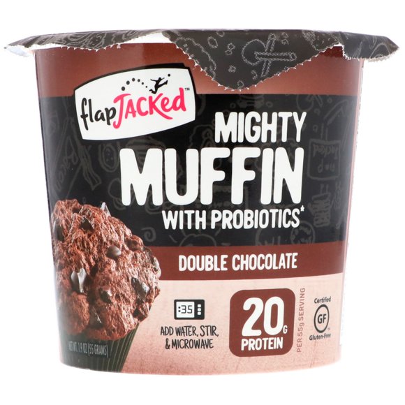 FlapJacked, Mighty Muffin with Probiotics, Double Chocolate, 1.94 oz (55 g)