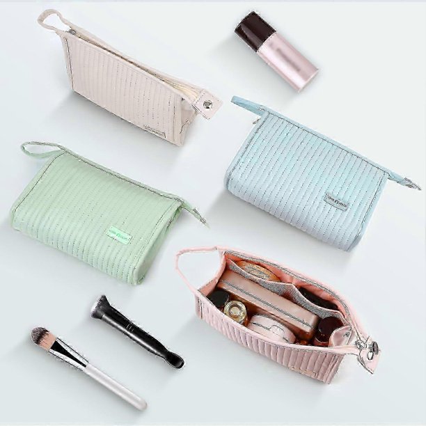Small Makeup Bag for Purse Cosmetic Bags for Women PU Leather Portable Versatile Zipper Pouch For Travelling(Blue) hwy