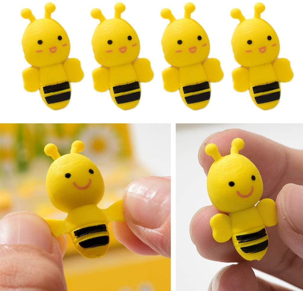 STOBOK Bee Shape Erasers Cartoon Pencil Erasers School Stationery Homework Rewards for Students 20 Pieces 