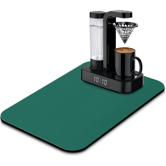Coffee Maker Bar Mat Countertop,Dish Drying Mat,Bar Drying Mat,Absorbent Hide Stain Anti-Slip Coffee Bar Accessories Fit Under Coffee Machine Mat 19inx12in Green plants