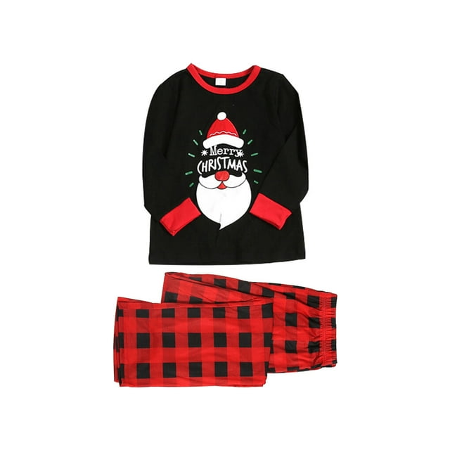 Toystoory Conjunto de pijamas familiares navideños con cuello y pantalones superiores para dormir BB Kits de decoración para fiestas mujeres L