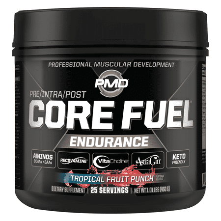 PMD Sports Core Fuel Endurance – BCAAs, EAAs, Beta Alanine, Betaine Anhydrous, Glutamine, Electrolytes – Strength, Endurance, Focus, – Tropical Fruit Punch (25 serve)
