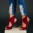 thumbnail image 3 of Women's Ankle Strap Faux Suede Open Toe Lace-up High Heels, 3 of 4