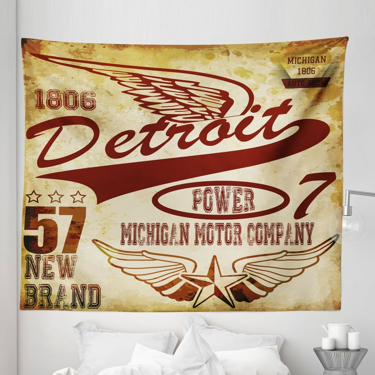 Detroit Tapestry Vintage Elements Michigan Company Free Wings