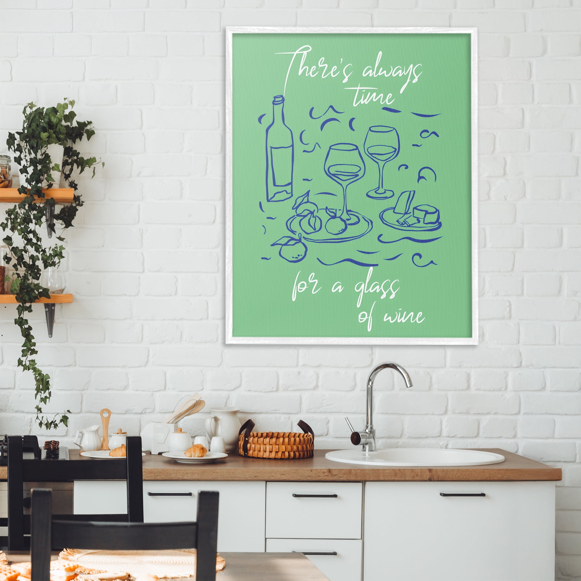 Stupell Industries Always Time For Glass Of Wine White Framed Giclee Art, design by The Prints Vibe