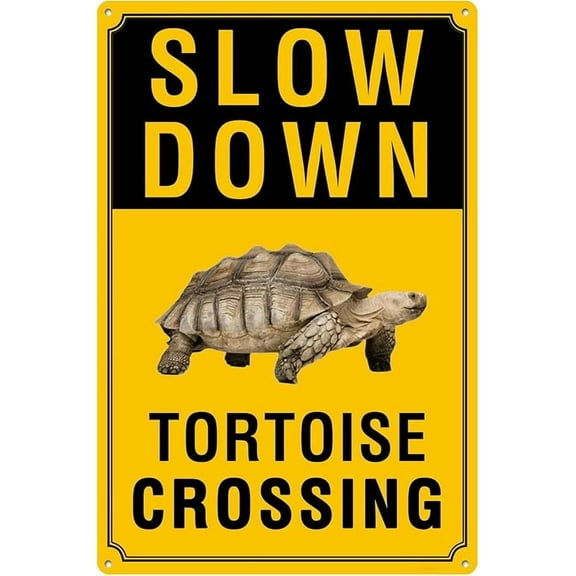 Slow Down - Tortoise Crossing Sign, Durable Aluminum, 8x12 Inches, Rust-Resistant, Easy to Install, Ideal for Streets, Driveways, Wall Art, and Outdoor Decor