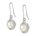thumbnail image 2 of Classic Freshwater Pearl Button Wire Wrap .925 Bridal Silver Dangle Earrings, 2 of 3