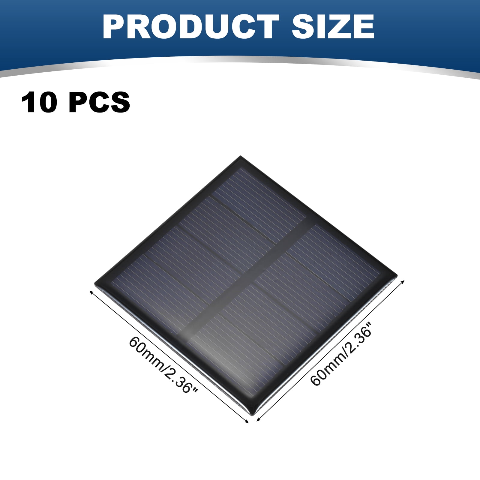 10PCS 2V 0.32W 0.16A Mini Solar Panels for Solar Power, Small Solar Photovoltaic Cells Charge, 2.36" x 2.36"