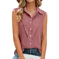 thumbnail image 4 of biudgviw Women's Sleeveless Button Down Shirts Summer Pleated Loose Collared Tank Tops Dressy Casual Work Tunic Blouses, 4 of 7