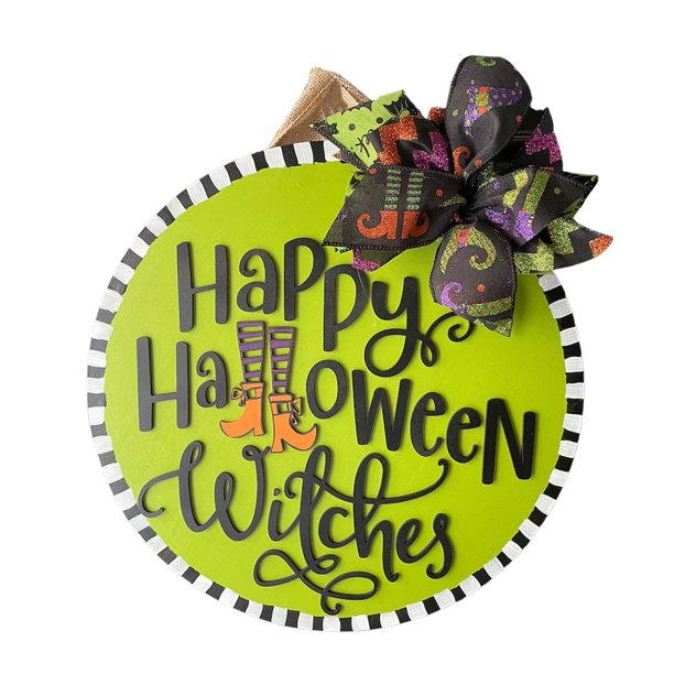 Etiqueta Decorativa De Madera Para La Puerta De Halloween