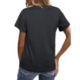 thumbnail image 4 of Top con cuello en V para mujer, elástico, suave, transpirable, Retro, moda clásica, cuello en V, Top informal holgado de manga corta para mujer, 4 of 6