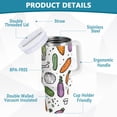 thumbnail image 2 of Yayeee 30oz Double-Wall Insulated Stainless Steel Tumbler with Handle Bottle, Purple Vegetables Pattern, 2 of 8