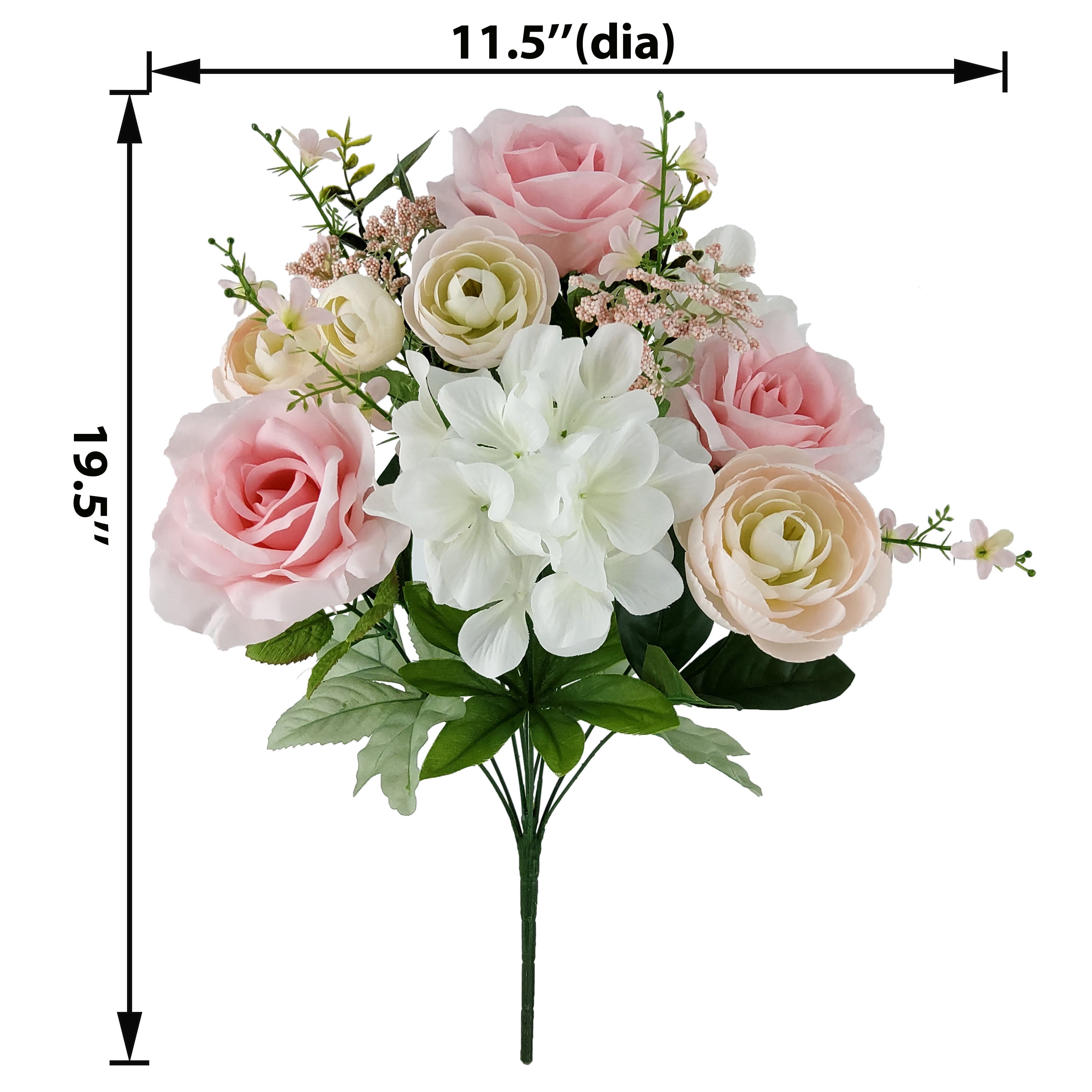 Mainstays 19.5 inch Artificial Rose Hydrangea Bouquet, Color Pink